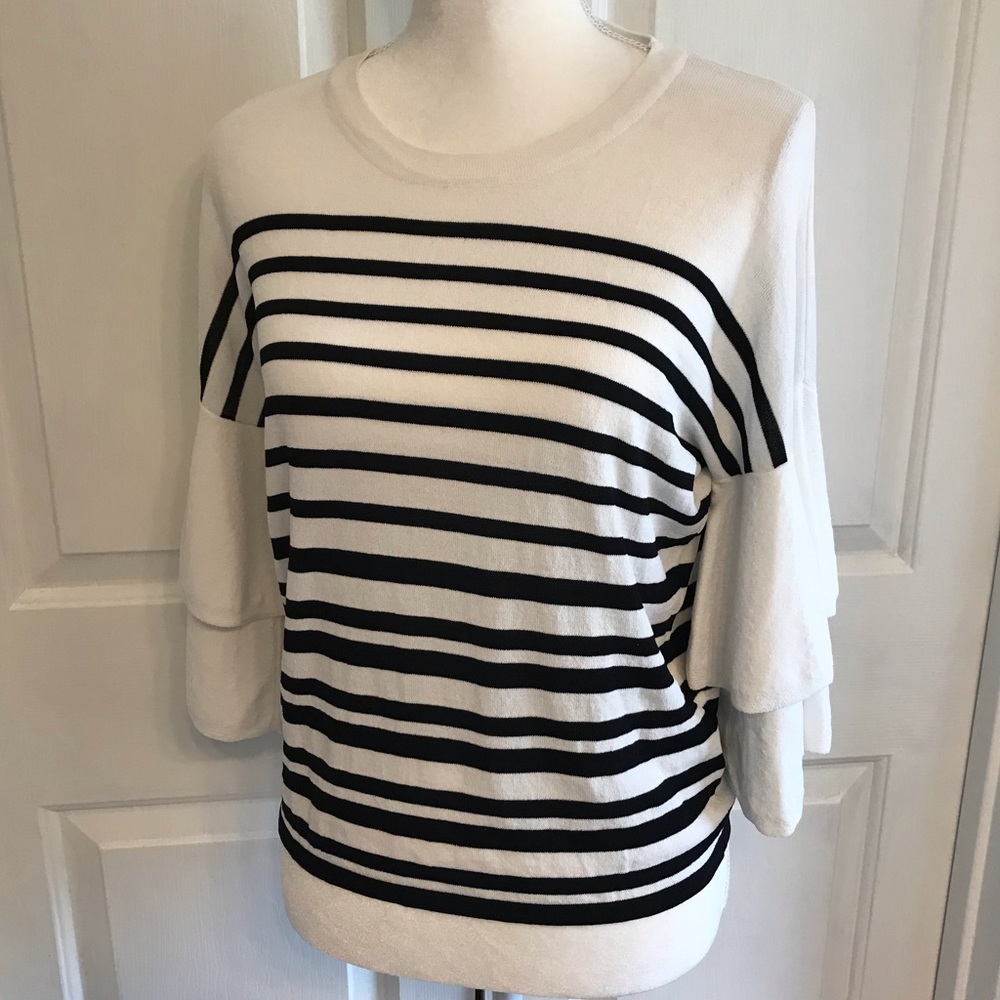 Lost+ Wander Lightweight Striped Ruffle Top M.  28